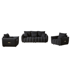 3 Seater + 1 Seater +1 Seater, Combo Sofa Modern Living Room Sofa, Teddy Sofa, Wooden Frame, 5 Cushions, Apartment Sofa Furniture