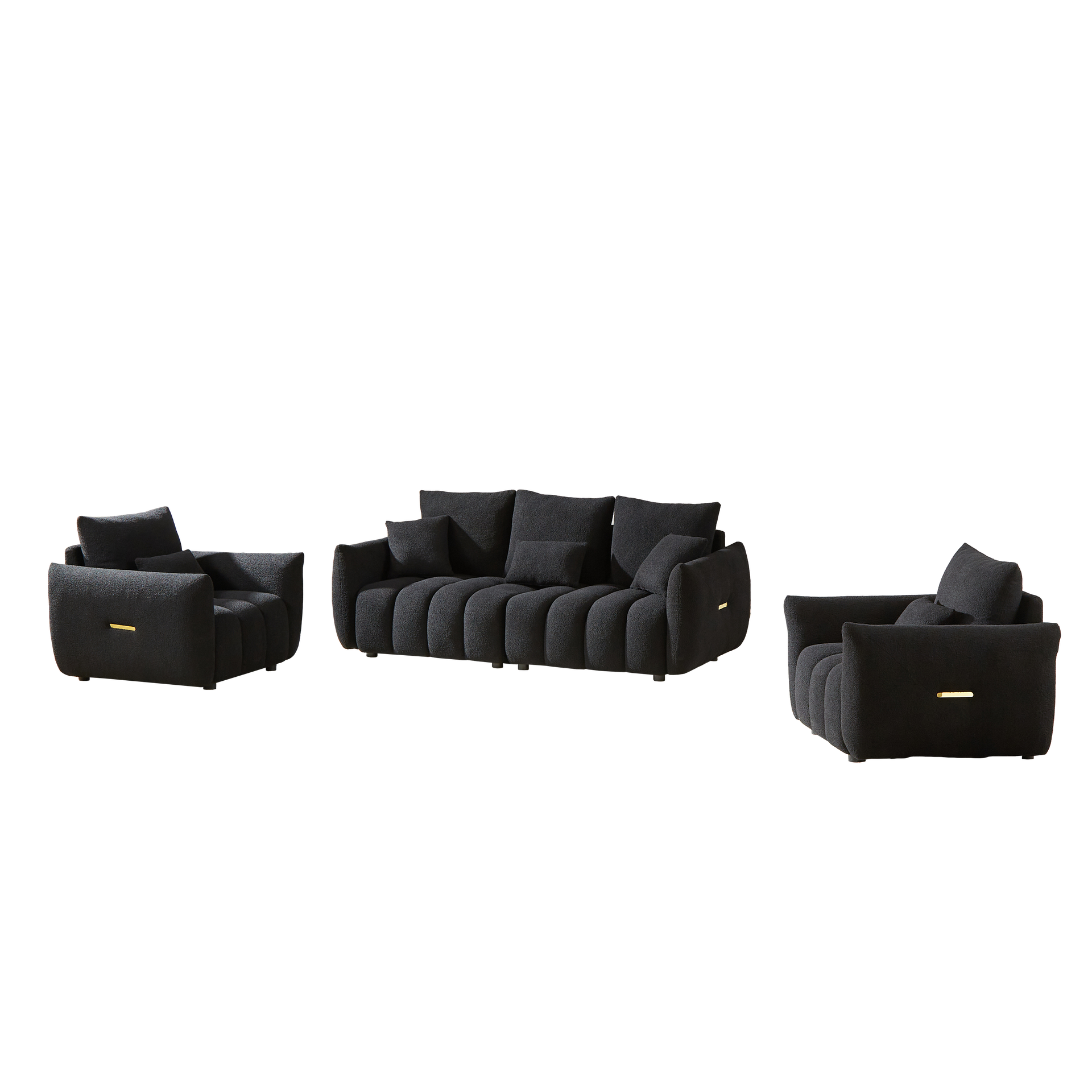 3 Seater + 1 Seater +1 Seater, Combo Sofa Modern Living Room Sofa, Teddy Sofa, Wooden Frame, 5 Cushions, Apartment Sofa Furniture