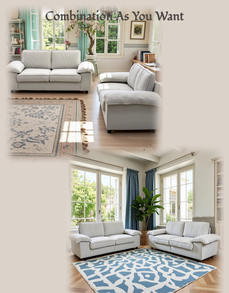 FX-P20M-2S-CW (2.5S SOFA)78.74INCH Space-Saving Storage Sofa, Cream White Tow Seat Cushions Couch with Hidden Storage Contemporary Loveseat for Living Room and Small Homes