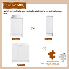 32" Freestanding Bathroom Vanity With Art Ceramic Sink, and 1-Small Storage Cabinet, Soft Close Doors, Glossy White, Plywood(KD-Packing)
