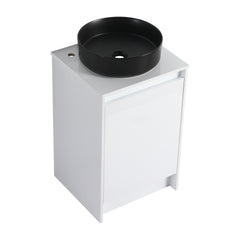 20" Freestanding Bathroom Cabinet With Art Ceramic Sink, Soft Close Doors, Glossy White,(KD-Packing)