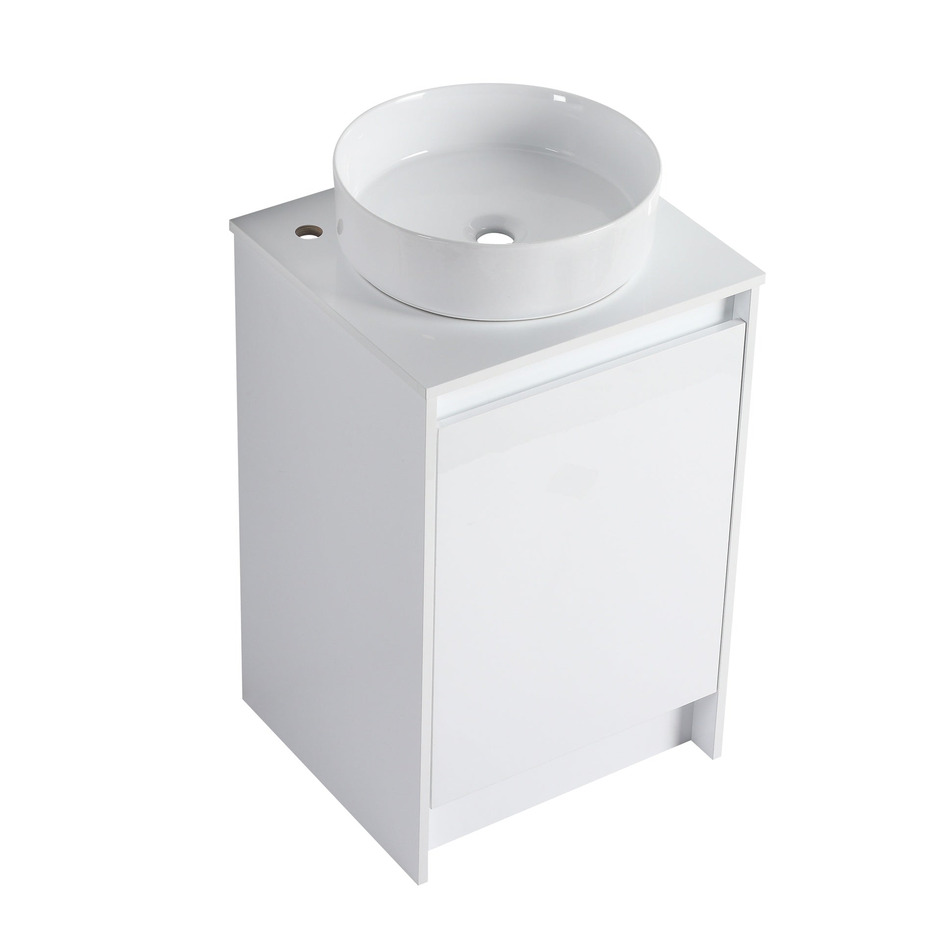 20" Freestanding Bathroom Cabinet With Art Ceramic Sink, Soft Close Doors, Glossy White,(KD-Packing)