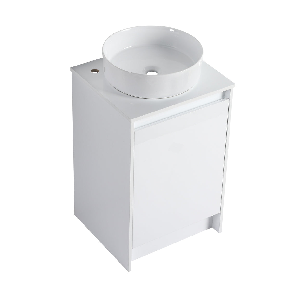 20" Freestanding Bathroom Cabinet With Art Ceramic Sink, Soft Close Doors, Glossy White,(KD-Packing)