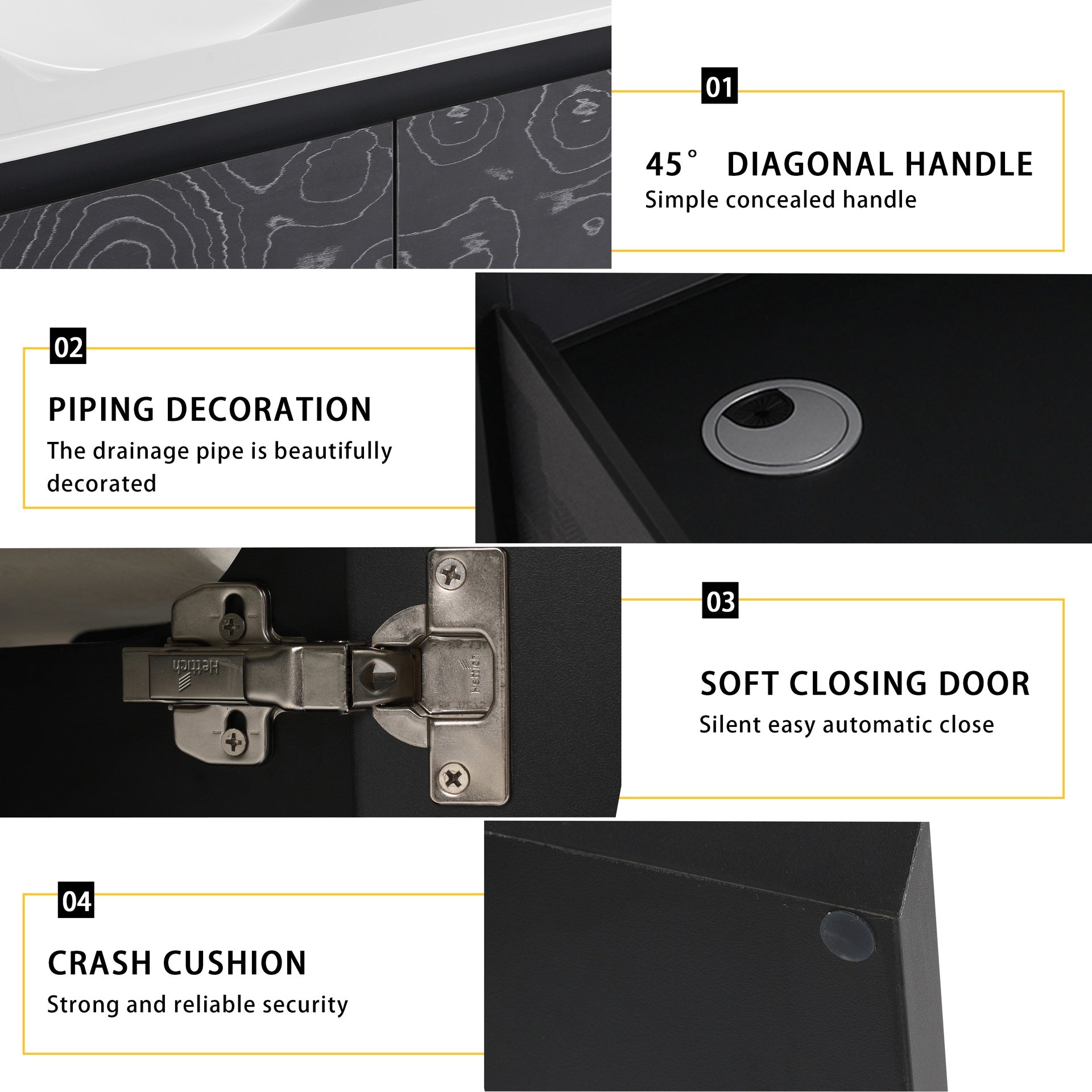 24'' Floating Wall-Mounted Bathroom Vanity With Ceramics Sink & Soft-Close Cabinet Door, KD-Package