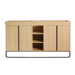 60" Freestanding Bathroom Cabinet, 4-Soft Close Door & 3-Open Storage Rack, KD-Packing (Vanity Only, Without Sink)