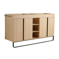 60" Freestanding Bathroom Cabinet, 4-Soft Close Door & 3-Open Storage Rack, KD-Packing (Vanity Only, Without Sink)