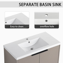 36" Wall Mounted Bathroom Vanity with Resin Sink & 2 Soft-Close Doors (KD-Packing)
