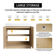 36" Freestanding Bathroom Vanity with White Resin Sink & 2 Soft-Close Cabinet Doors ((KD-PACKING)