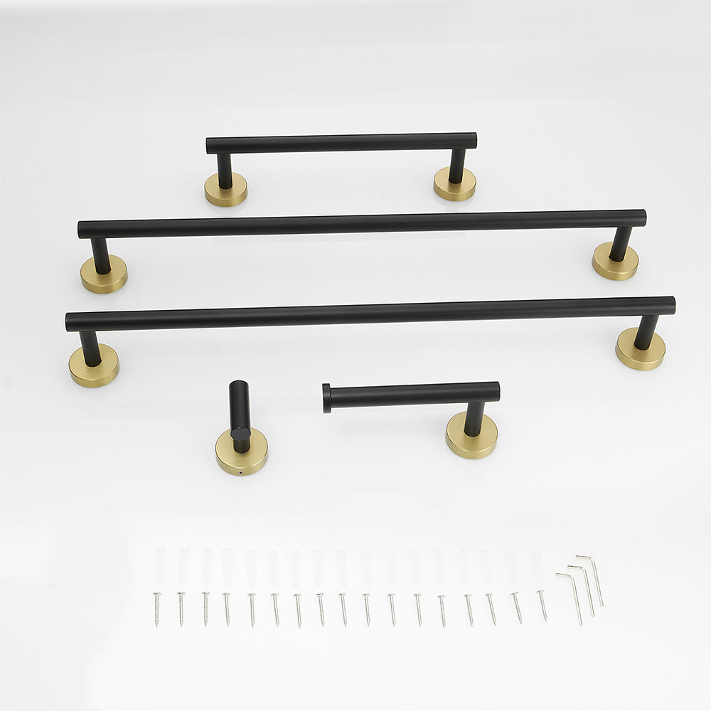 5-Pieces Brushed Nickel Gold Bathroom Accessories Set, Stainless Steel Bathroom Hardware Set, Bath Towel Bar Set, Towel Racks for Bathroom Wall Mounted.