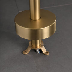 Single Handle Freestanding Tub Filler Floor Mount Bathtub Faucet with Handheld Shower (Brushed Gold)