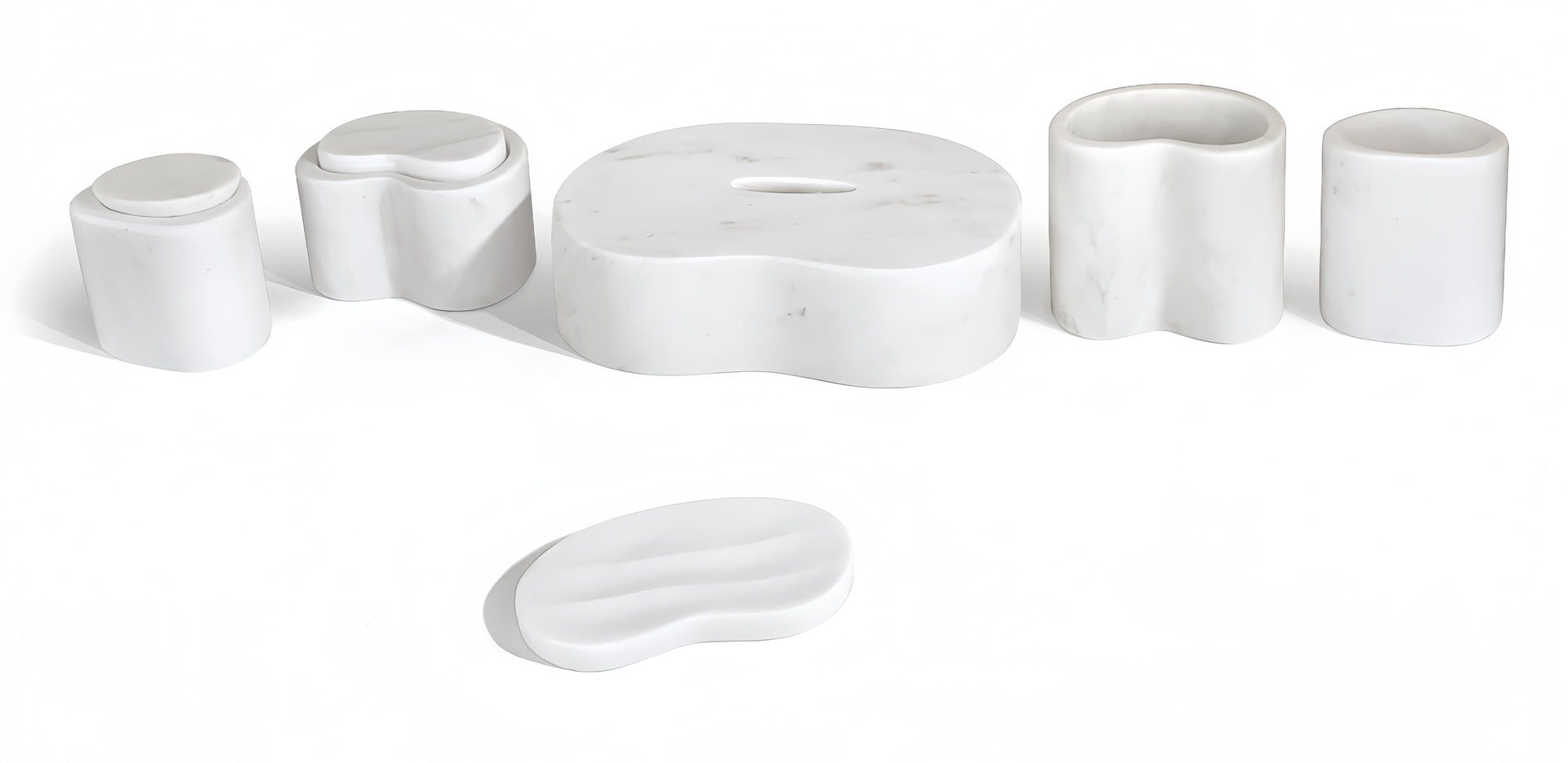 White natural marble bathroom accessories set, natural stone, genuine marble, real marble