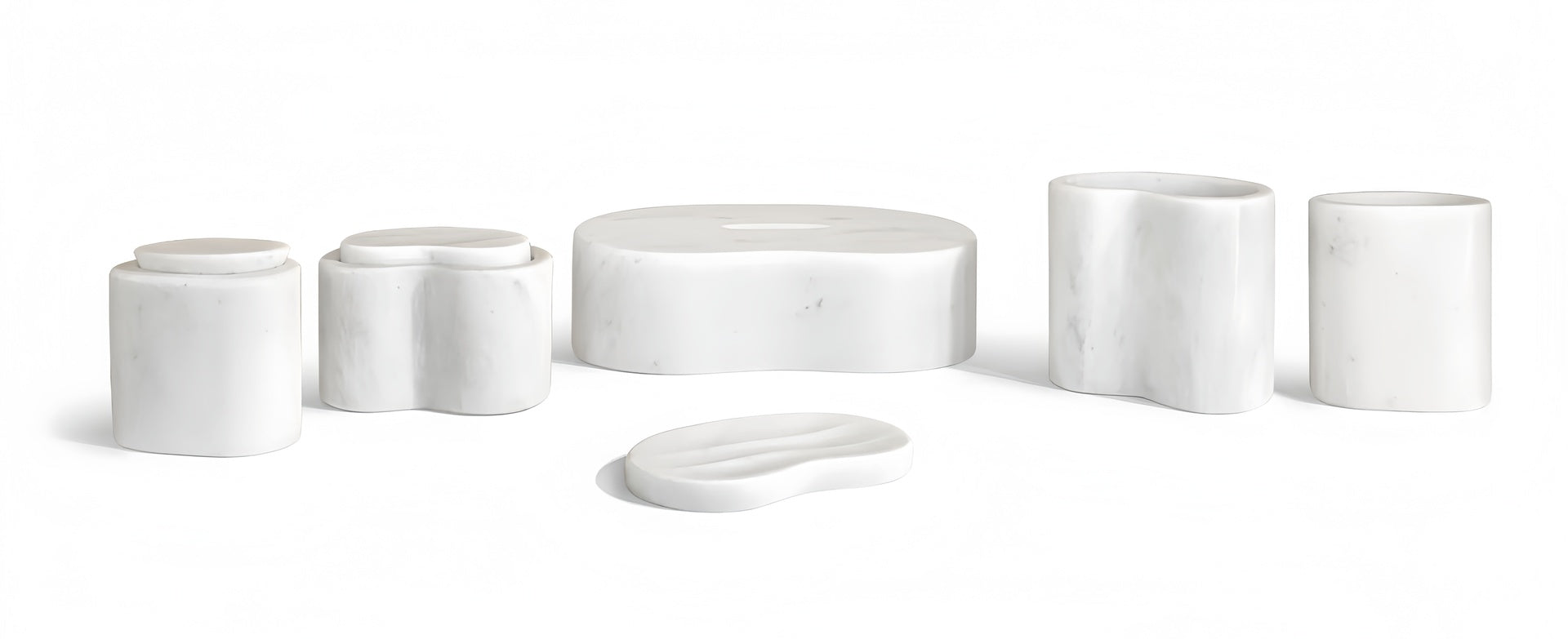 White natural marble bathroom accessories set, natural stone, genuine marble, real marble