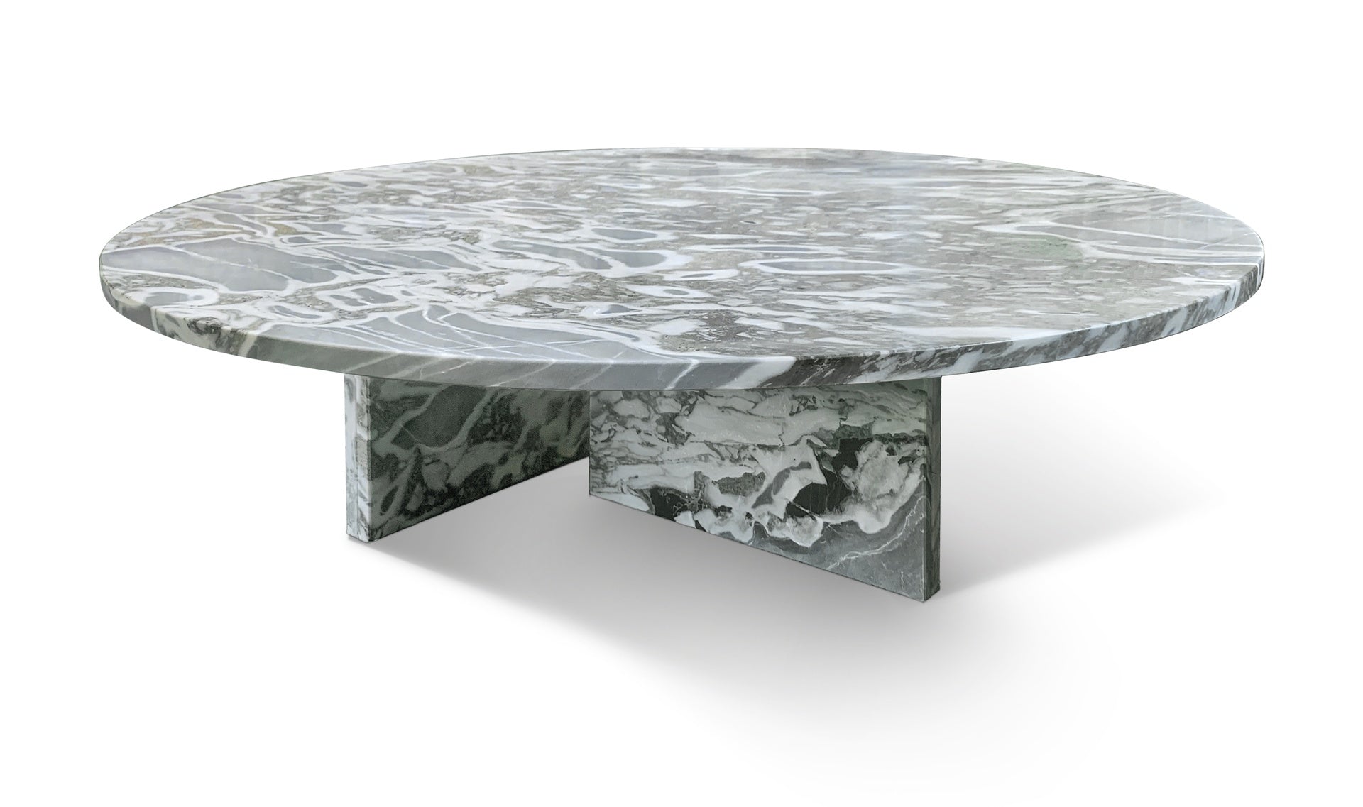 Blue Gray natural marble coffee table, living room table,natural stone, Ø35.4 h9.8 Inch/Ø90 h25 cm, genuine marble, real marble