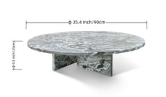 Blue Gray natural marble coffee table, living room table,natural stone, Ø35.4 h9.8 Inch/Ø90 h25 cm, genuine marble, real marble