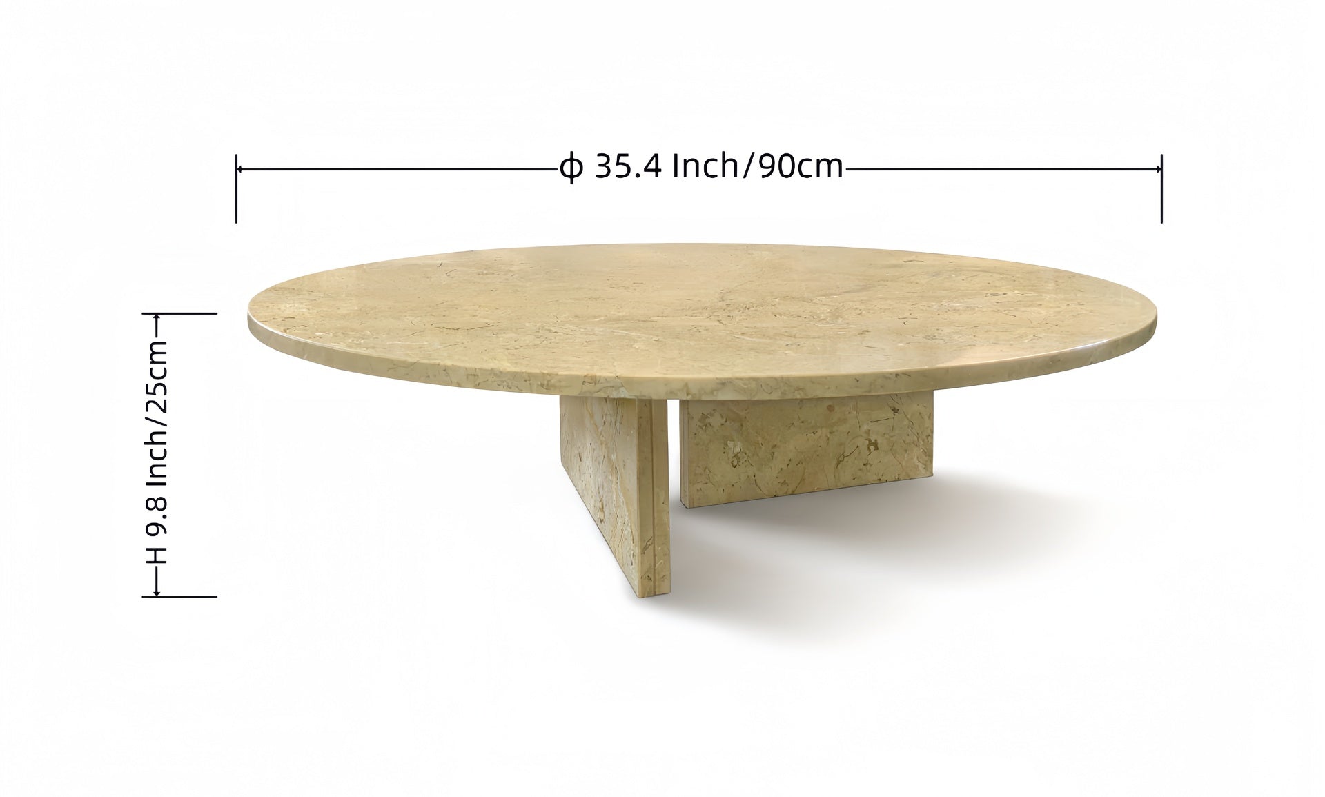 Gold Yellow Beige natural marble coffee table, living room table,natural stone, Ø35.4 h9.8 Inch/Ø90 h25 cm, genuine marble, real marble