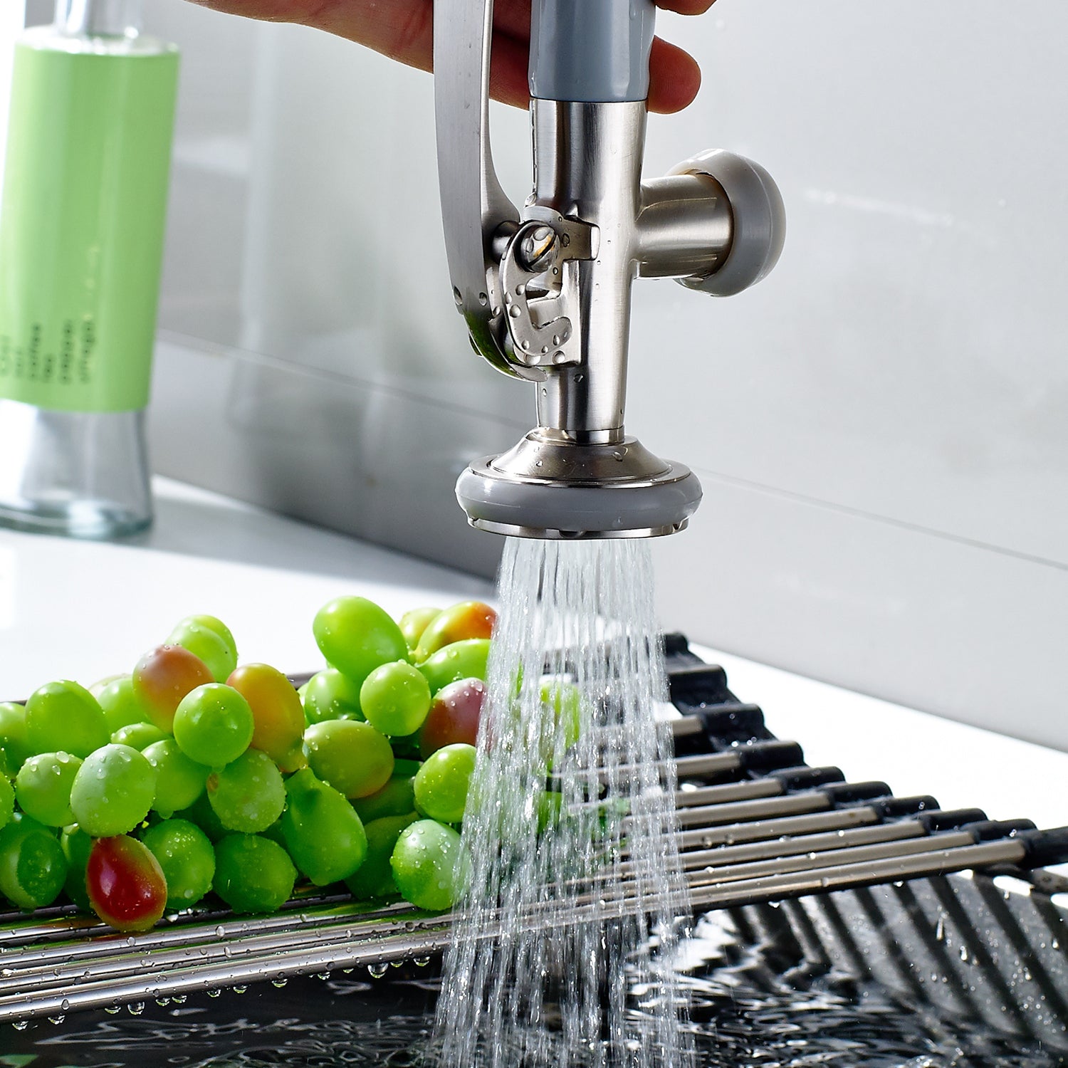 Commercial Kitchen Faucet Pull Down Sprayer Brushed Nickel Single Handle Kitchen Sink Faucet