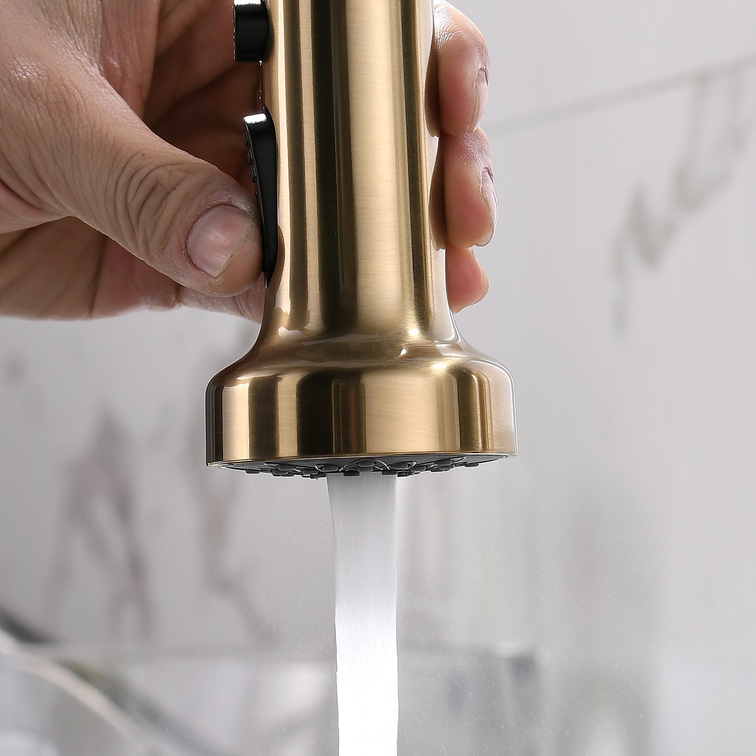 Commercial Brushed Nickel Kitchen Faucet with Pull Down Sprayer, Single Handle Single Lever Kitchen Sink Faucet with Deck Plate