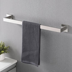 5-Piece SUS304 Bathroom Set: Towel Bar + Ring + Hooks + TP Holder, Brushed Finish