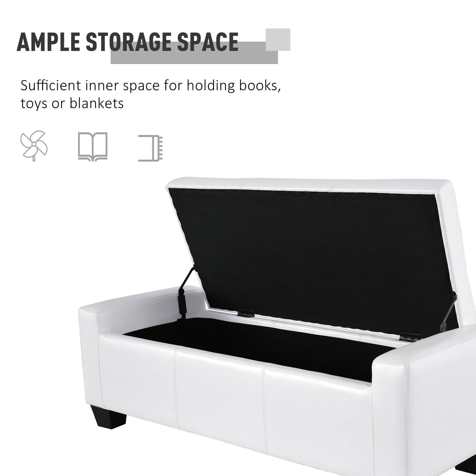 Faux Leather Rectangular Tufted Storage