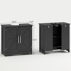 Pedestal Sink Storage Cabinet, Bathroom Sink Cabinet with 2 Barn Doors and Adjustable Shelf (Without washbasin)