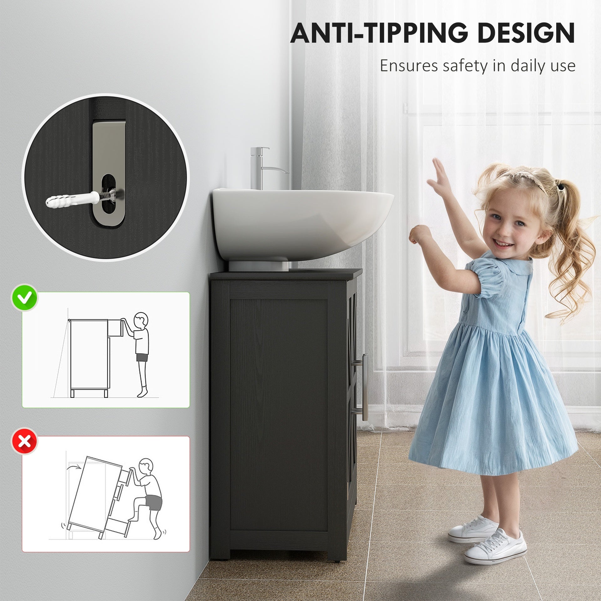 Pedestal Sink Storage Cabinet, Bathroom Sink Cabinet with 2 Barn Doors and Adjustable Shelf (Without washbasin)