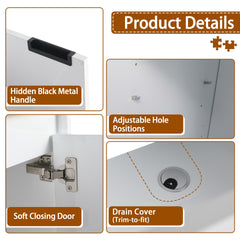 48" Freestanding Bathroom Vanity With Resin Sink, and 2-Storage Cabinet, Soft Close Doors, Glossy White, Plywood ( KD-Packing )