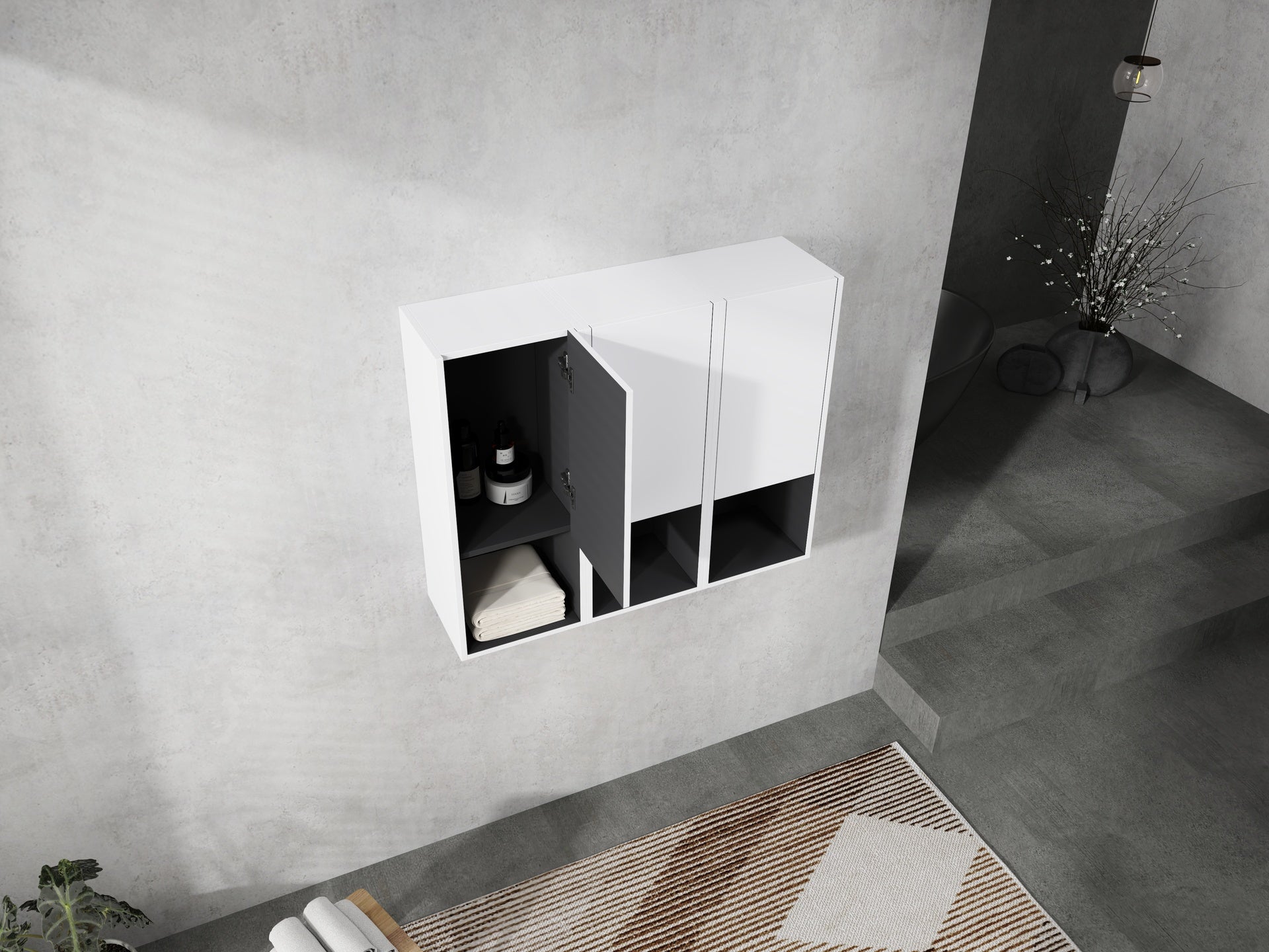 12" Bathroom Side Cabinet,3-Soft Close Doors,Float Mounting Design,12*3(KD-Packing)