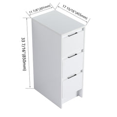12" Freestanding Bathroom Storage Cabinet, 3-Soft Close Drawer, Glossy White,(KD-Packing)
