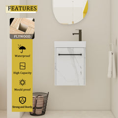 16'' Floating Wall-Mounted Bathroom Vanity with Ceramic Sink & Soft-Close Cabinet Door, For Small Bathroom