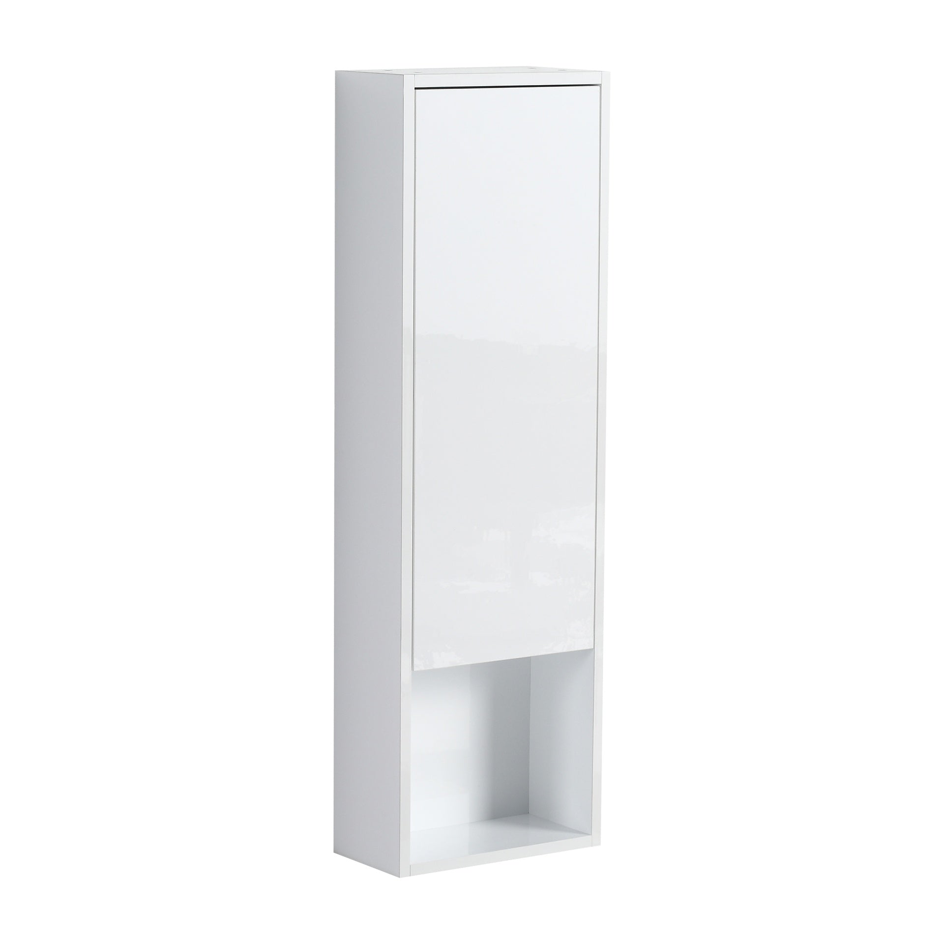 12" Bathroom Wall Cabinet, Soft Close Doors, Float Mounting Design,Glossy White,(KD-Packing)