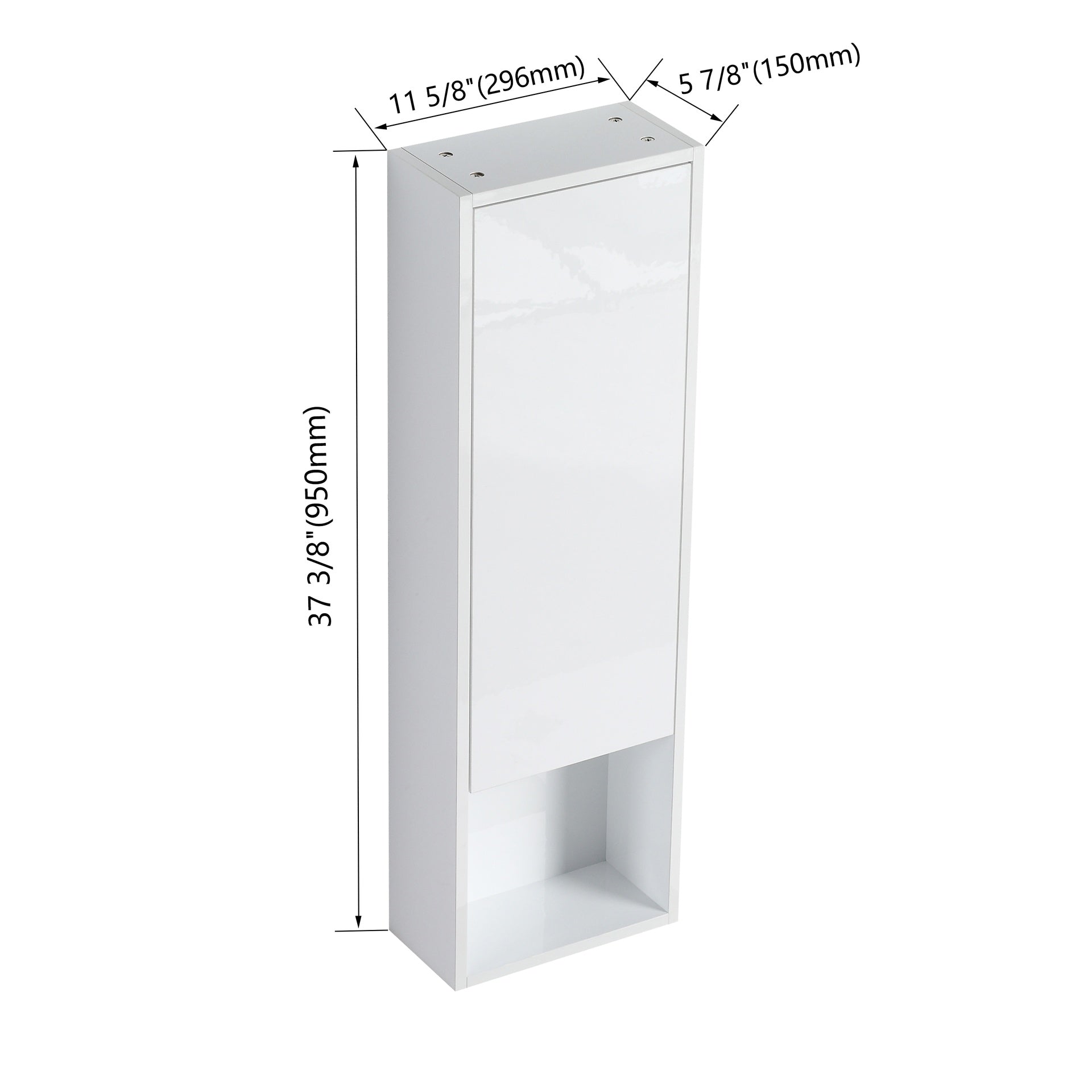 12" Bathroom Wall Cabinet, Soft Close Doors, Float Mounting Design,Glossy White,(KD-Packing)