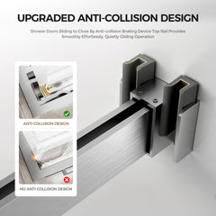 60" W x 60" H Brushed Nickel Frameless Double Sliding Shower Door, Bathtub Door, 5/16"(8mm) Tempered Glass, Explosion-proof Film, Nano Coating