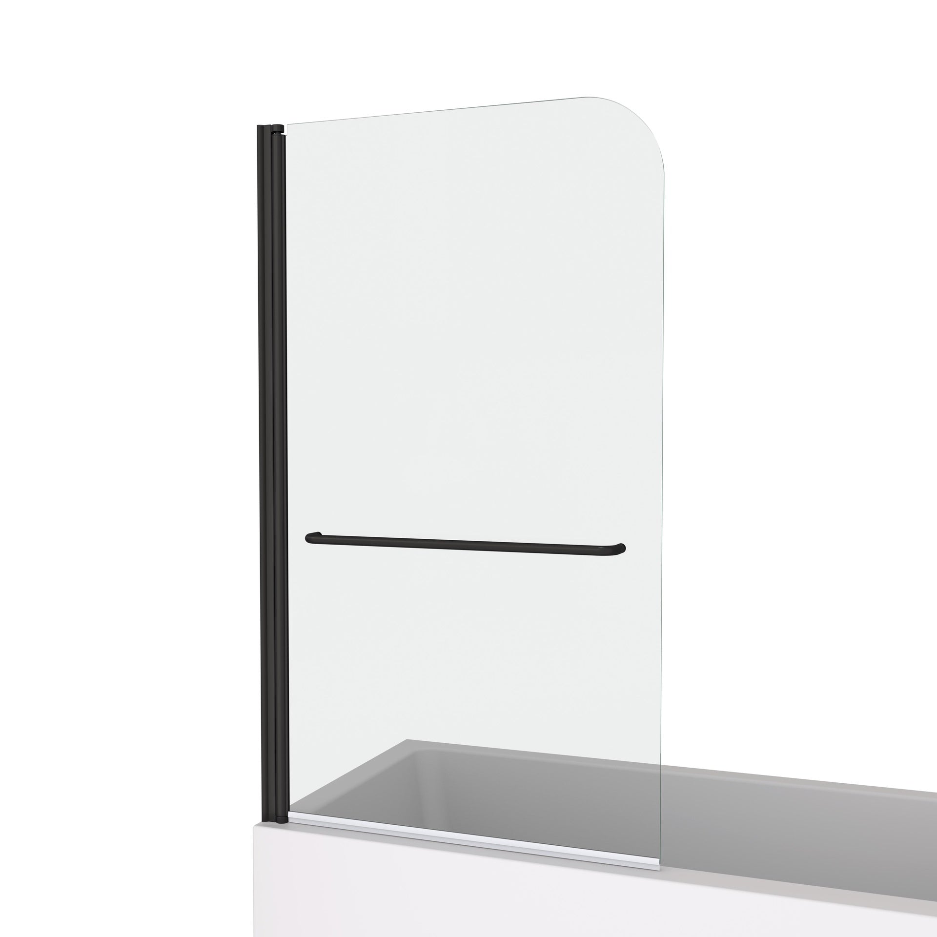 Bath tub Pivot shower screen, with 1/4" tempered glass and towel bar 3458 finished Matte Black