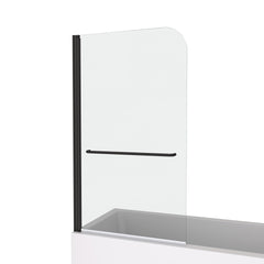 Bath tub Pivot shower screen, with 1/4" tempered glass and towel bar 3458 finished Matte Black