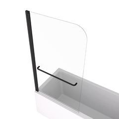 Bath tub Pivot shower screen, with 1/4" tempered glass and towel bar 3458 finished Matte Black