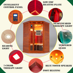 Far infrared  corner sauna  room Low EMF red sauna therapy two persons