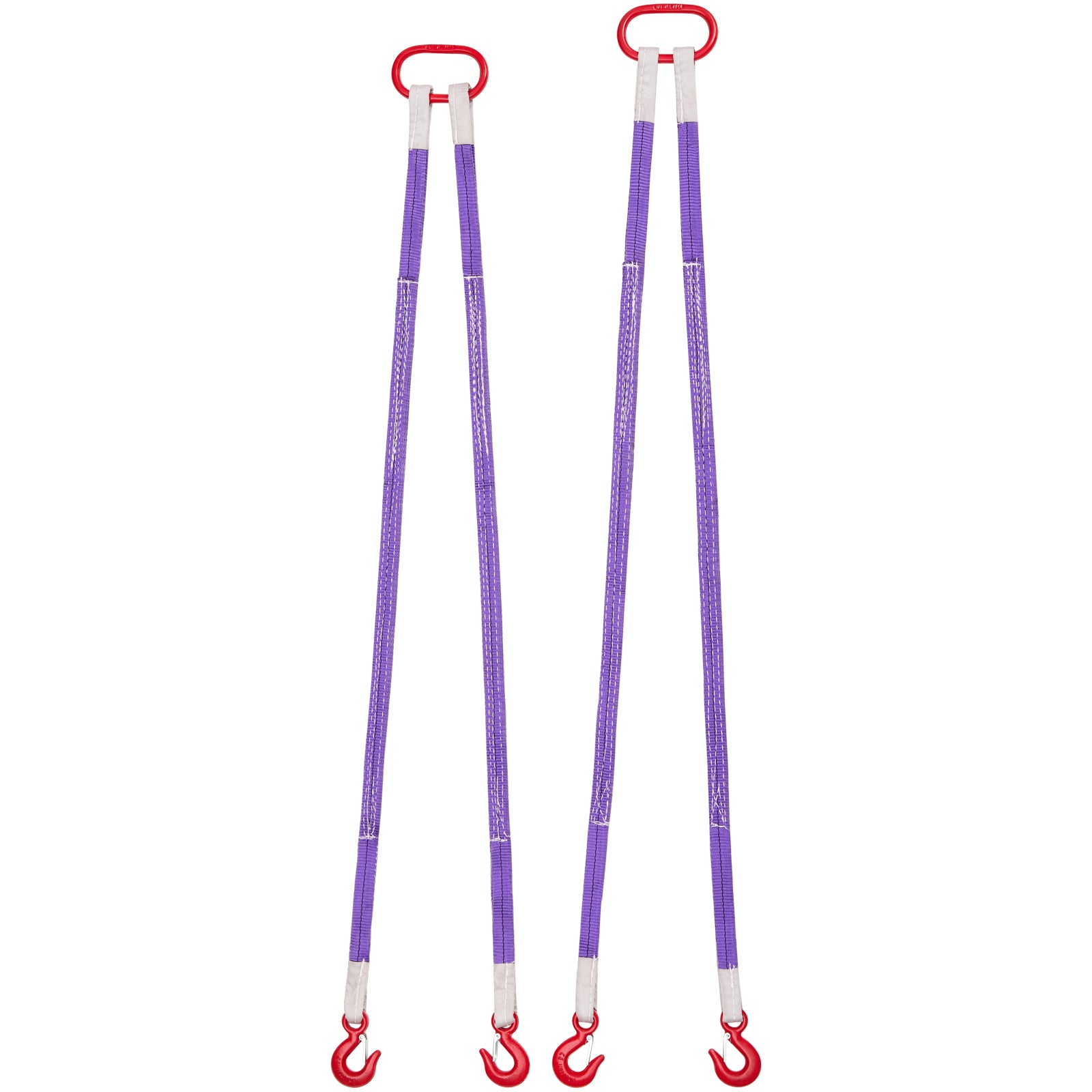 Lifting Sling Straps, 2Pcs Two-Leg Polyester Bridle Sling with Hooks, 4400LB Capacity, 5Ft Heavy Duty Rigging Strap, Thickened & Wear-Resistant Webbing Slings for Engines Cranes Hoists Truck