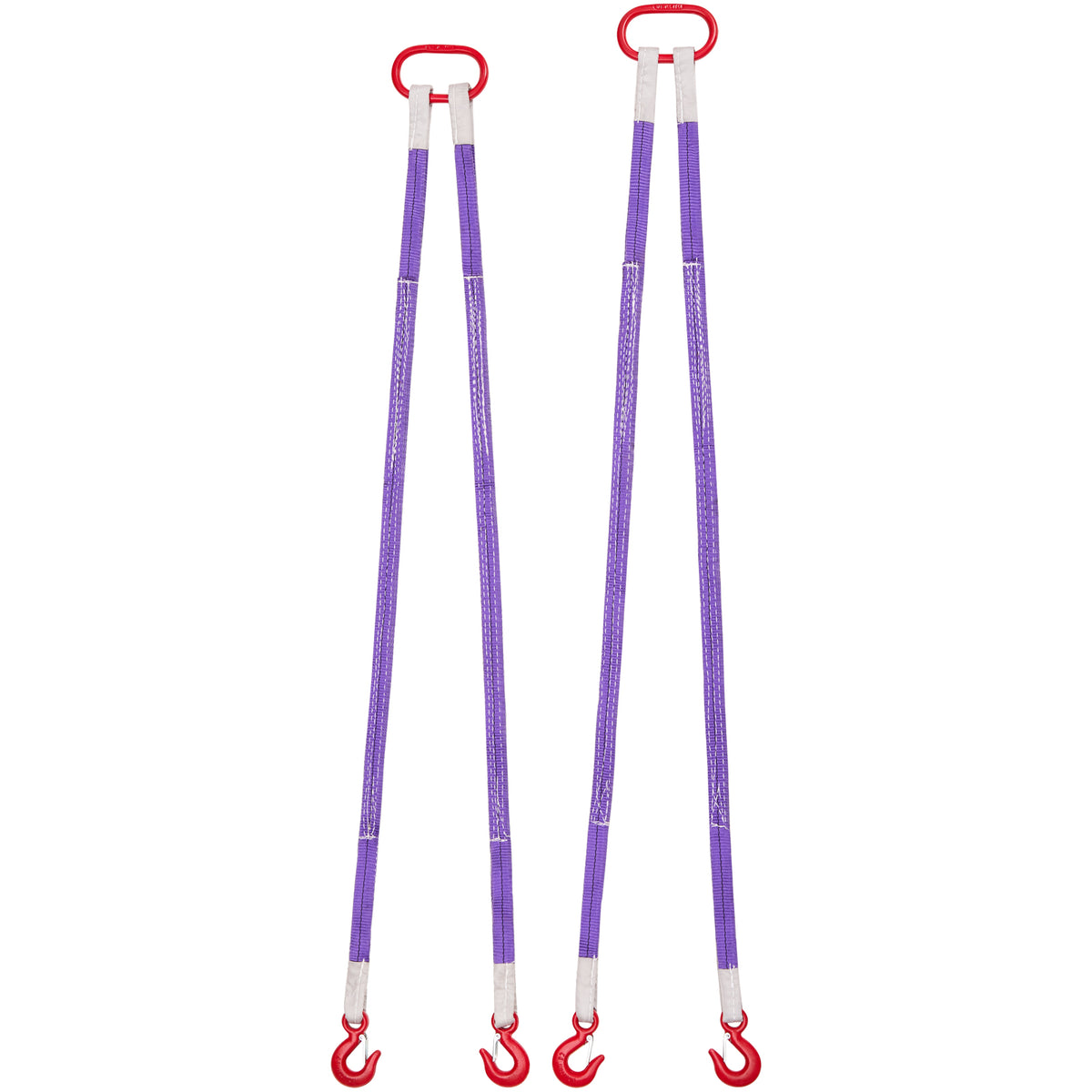 Lifting Sling Straps, 2Pcs Two-Leg Polyester Bridle Sling with Hooks, 4400LB Capacity, 5Ft Heavy Duty Rigging Strap, Thickened & Wear-Resistant Webbing Slings for Engines Cranes Hoists Truck
