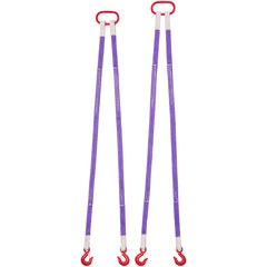 Lifting Sling Straps, 2Pcs Two-Leg Polyester Bridle Sling with Hooks, 4400LB Capacity, 5Ft Heavy Duty Rigging Strap, Thickened & Wear-Resistant Webbing Slings for Engines Cranes Hoists Truck