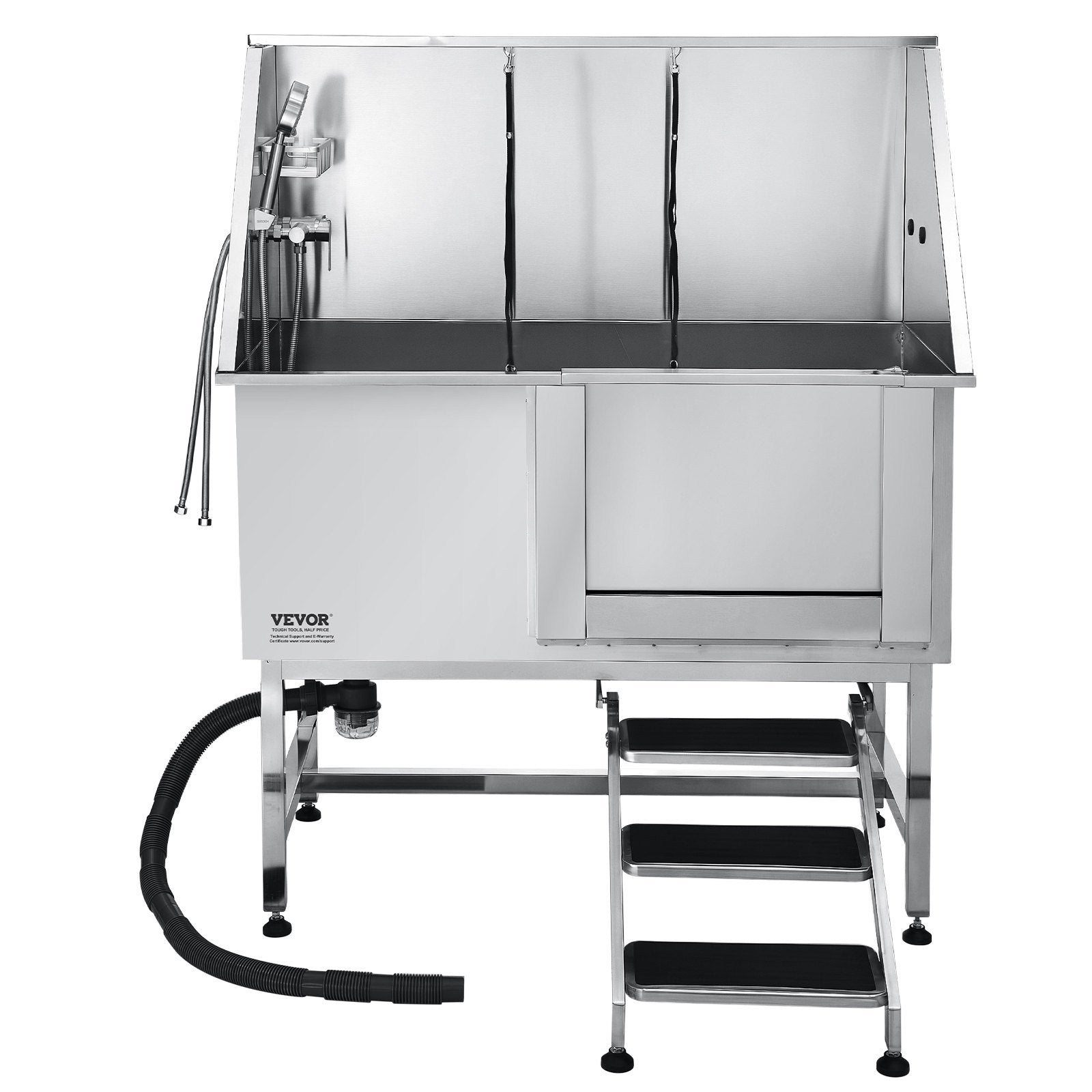 50 Inch Dog Grooming Bath Tub Stainless Steel w Stairs Water Filter