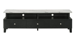 1pc Modern Sleek White Finish Faux Marble Accents Silver-tone Legs TV Stand Console Living Room Furniture
