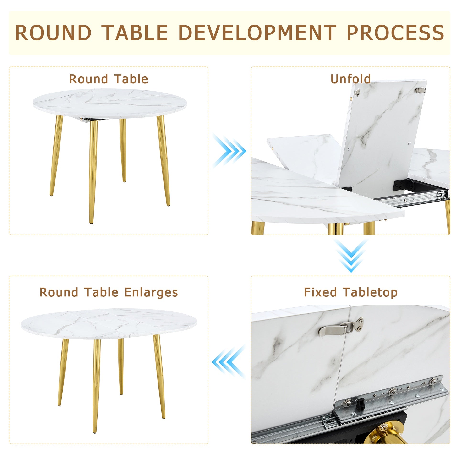 Table and chair set.Extendable MDF Dining Table.The pull-out table is suitable for gatherings of different size.Paired with 4 Black PU Chairs with Simple Line Designs On The Backrest.