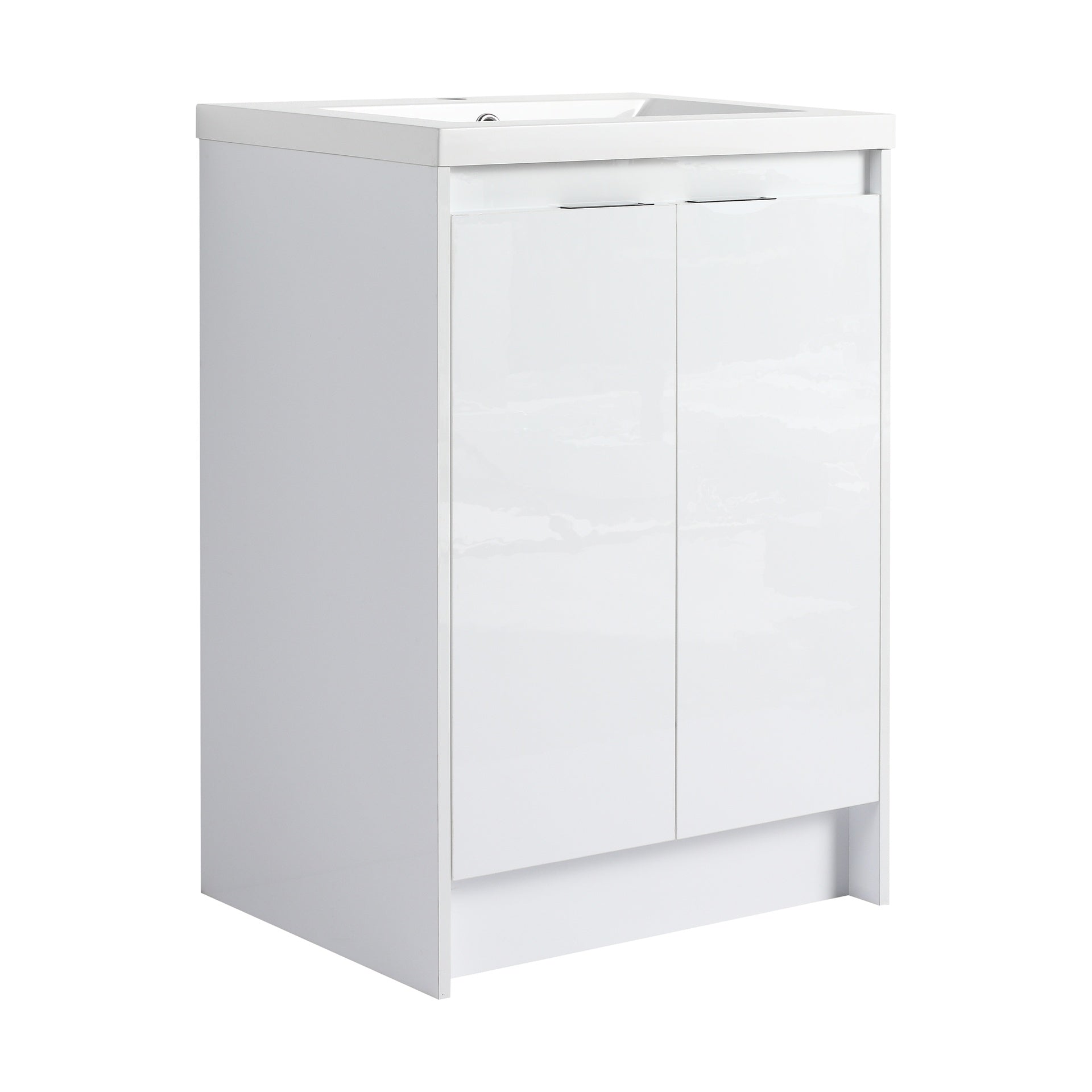 24" Freestanding Bathroom Vanity With Resin Sink; Glossy White ( BVB120D24GWH-GRB2440 )