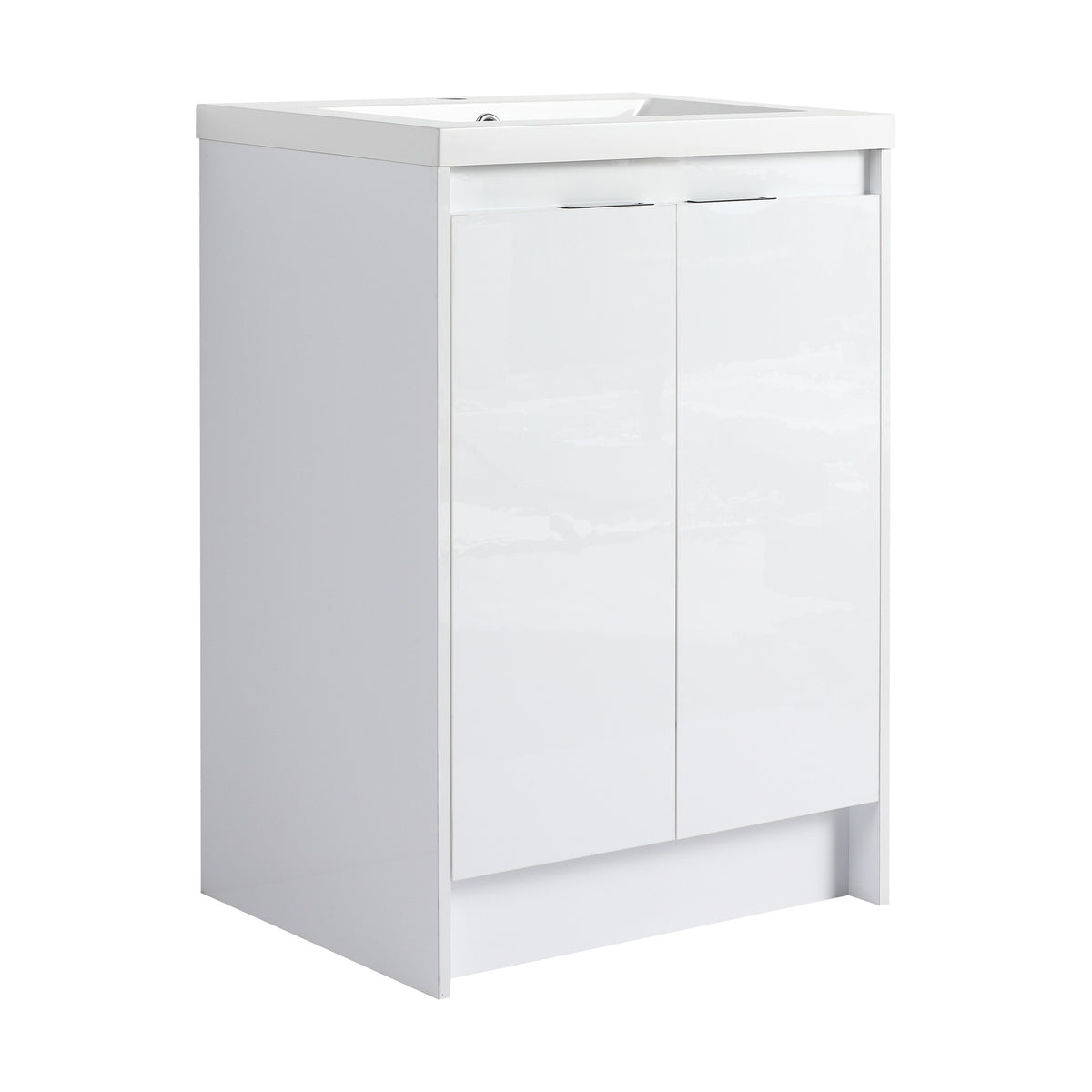 24" Freestanding Bathroom Vanity With Resin Sink; Glossy White ( BVB120D24GWH-GRB2440 )