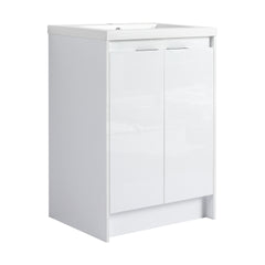 24" Freestanding Bathroom Vanity With Resin Sink; Glossy White ( BVB120D24GWH-GRB2440 )
