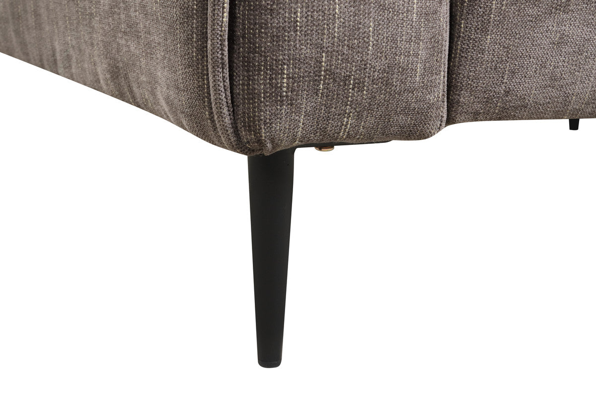 Rossa 38.5"W Gray Chenille Chair with Metal Legs and Throw Pillow
