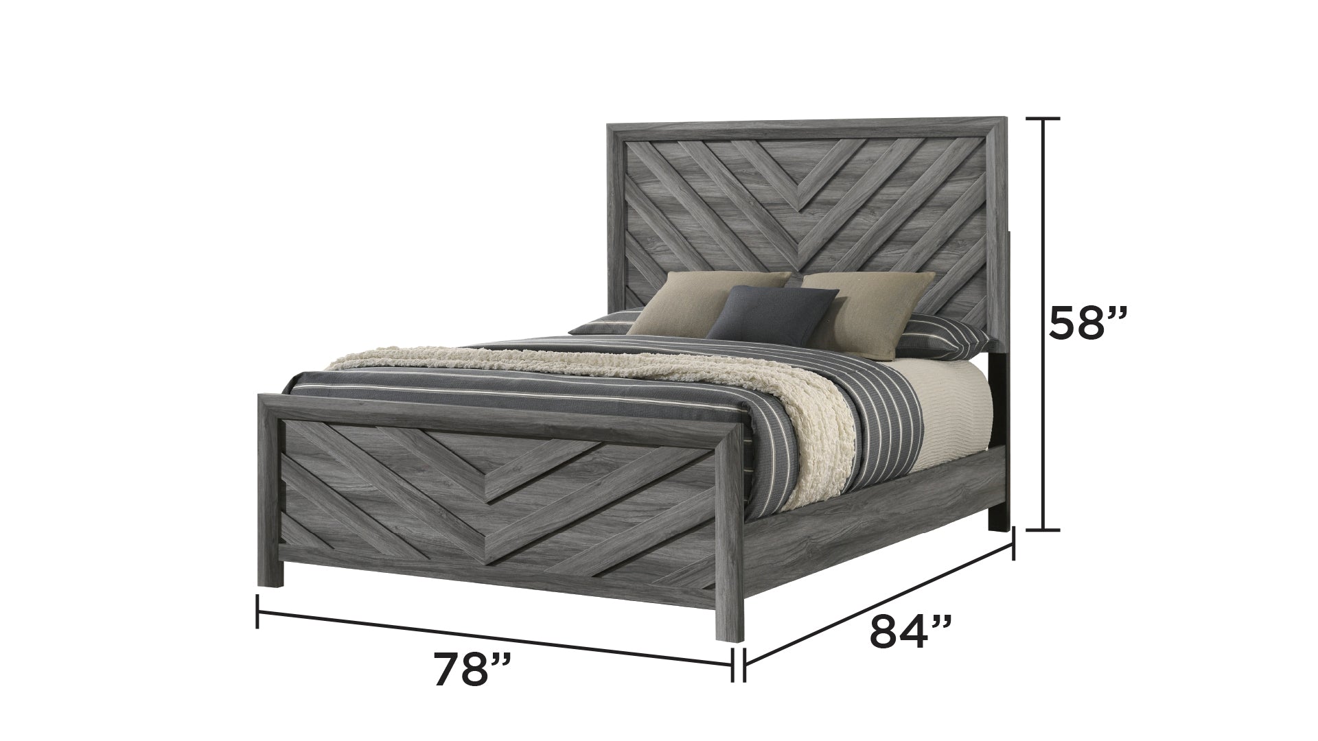 Denver Modern Style King Bed Made with Wood in Gray (NJ Inventory)