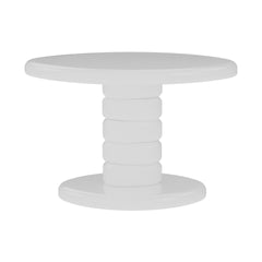 22.6" x 15.7" x 15" Modern Stacked Cobblestone End Table-High Gloss White