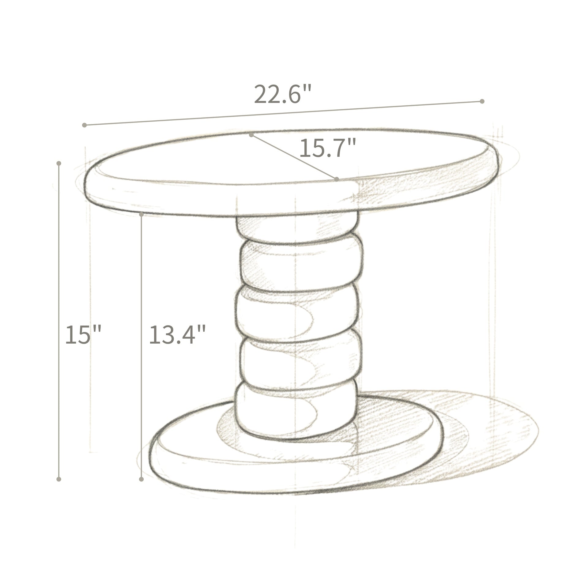 22.6" x 15.7" x 15" Modern Stacked Cobblestone End Table-High Gloss White