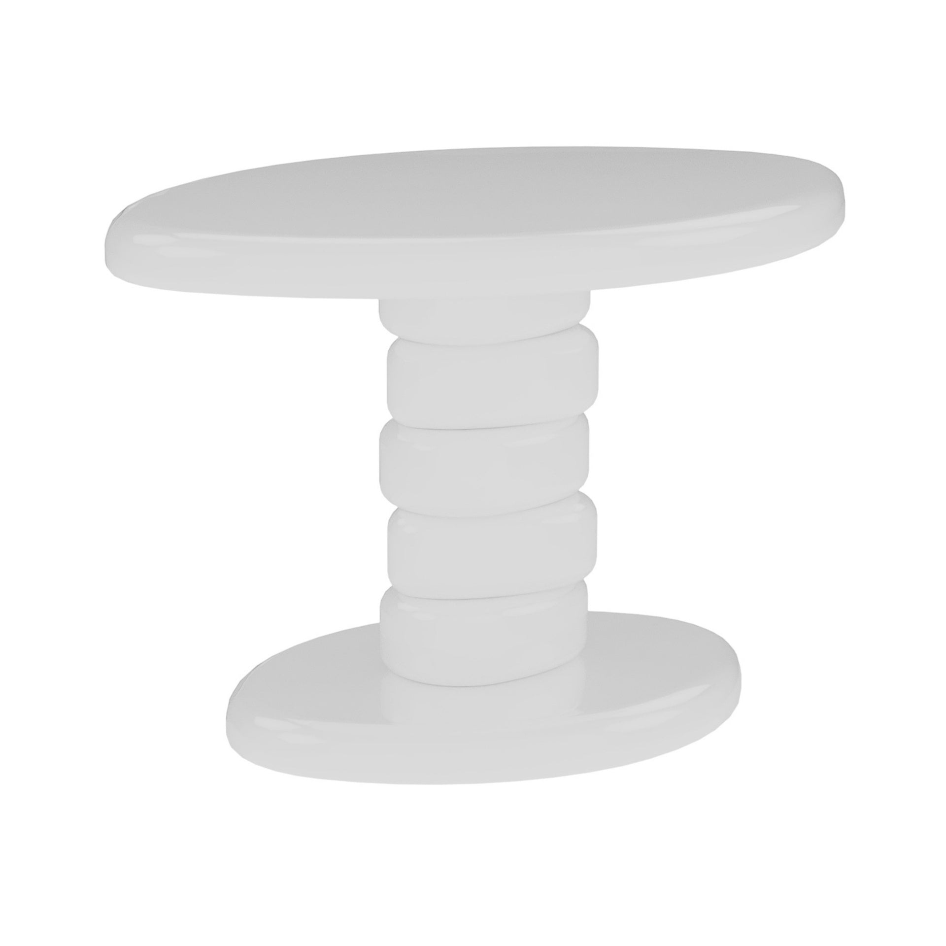 22.6" x 15.7" x 15" Modern Stacked Cobblestone End Table-High Gloss White